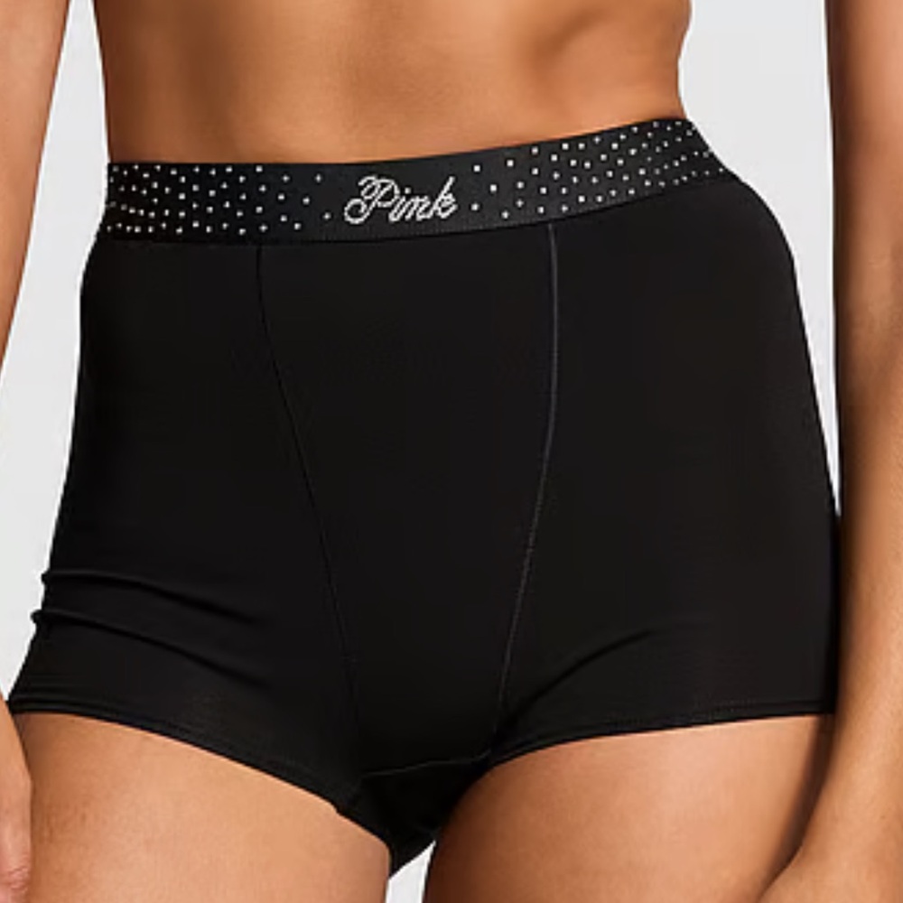 NIB VS PINK LOGO COTTON HIGH-WAIST BOYSHORT PANTY